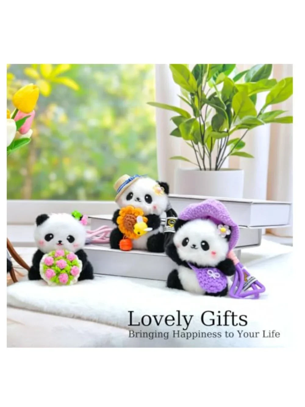 Plush Cat Keychain Bag Charm Kawaii Purse Accessory for Women